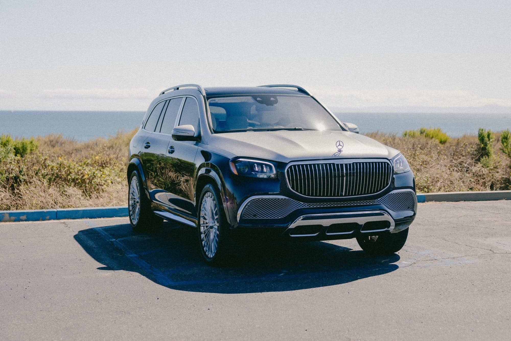Black Mercedes-Maybach GLS on the Orange County coast